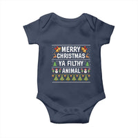 Merry Christmas Ya Filthy Animal Baby Onesie Ugly Xmas Movie Alone Pajama - Wonder Print Shop