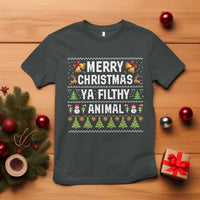 Merry Christmas Ya Filthy Animal T Shirt Ugly Xmas Movie Alone Pajama - Wonder Print Shop
