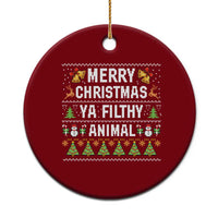 Merry Christmas Ya Filthy Animal Ceramic Ornament Ugly Xmas Movie Alone Pajama - Wonder Print Shop