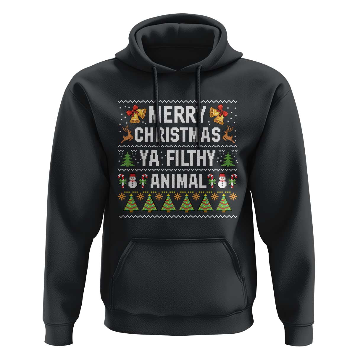 Merry Christmas Ya Filthy Animal Hoodie Ugly Xmas Movie Alone Pajama - Wonder Print Shop