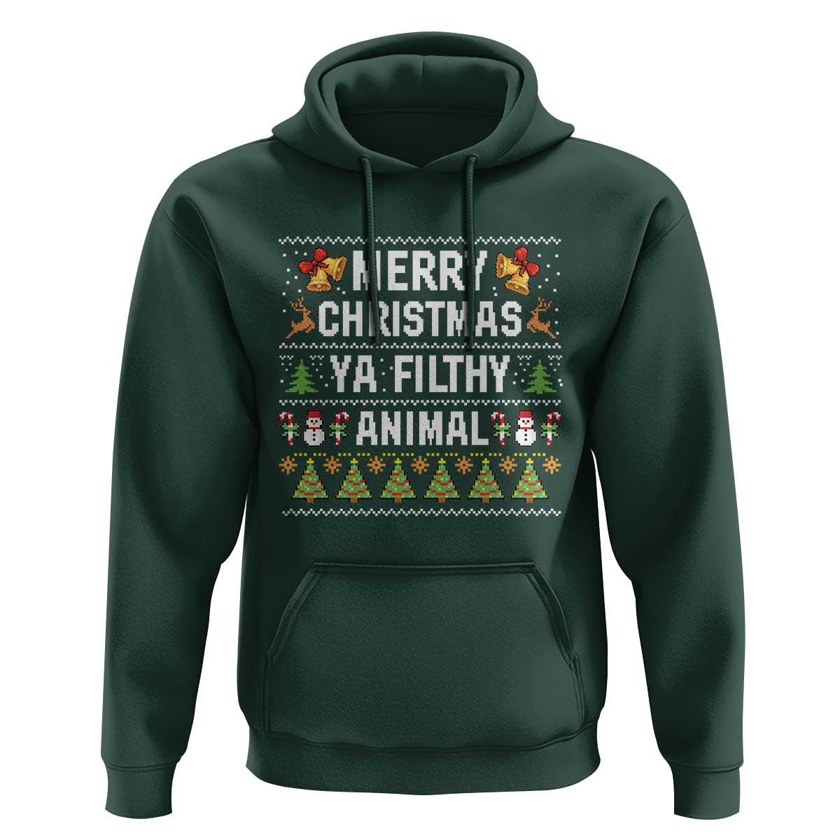 Merry Christmas Ya Filthy Animal Hoodie Ugly Xmas Movie Alone Pajama - Wonder Print Shop