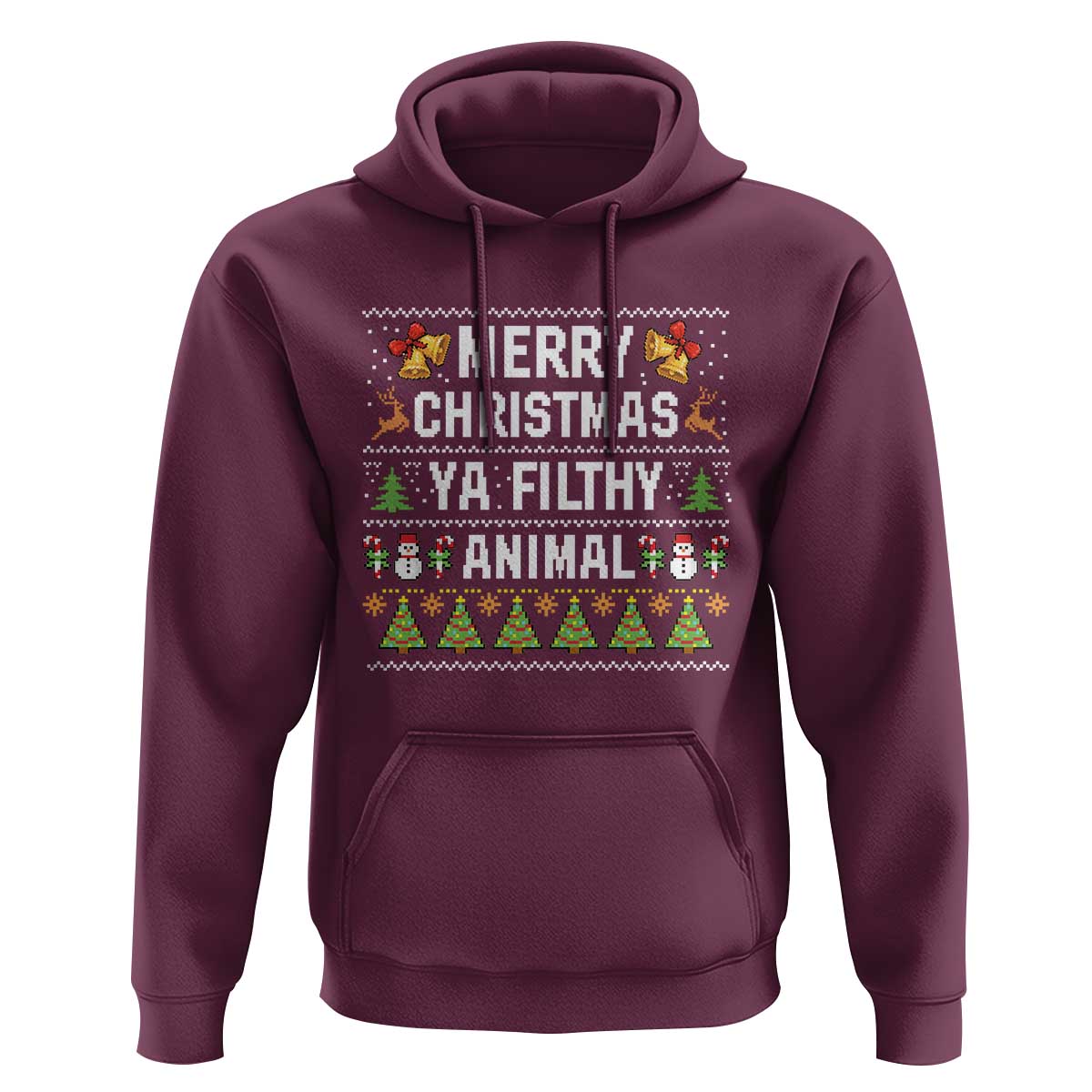 Merry Christmas Ya Filthy Animal Hoodie Ugly Xmas Movie Alone Pajama - Wonder Print Shop