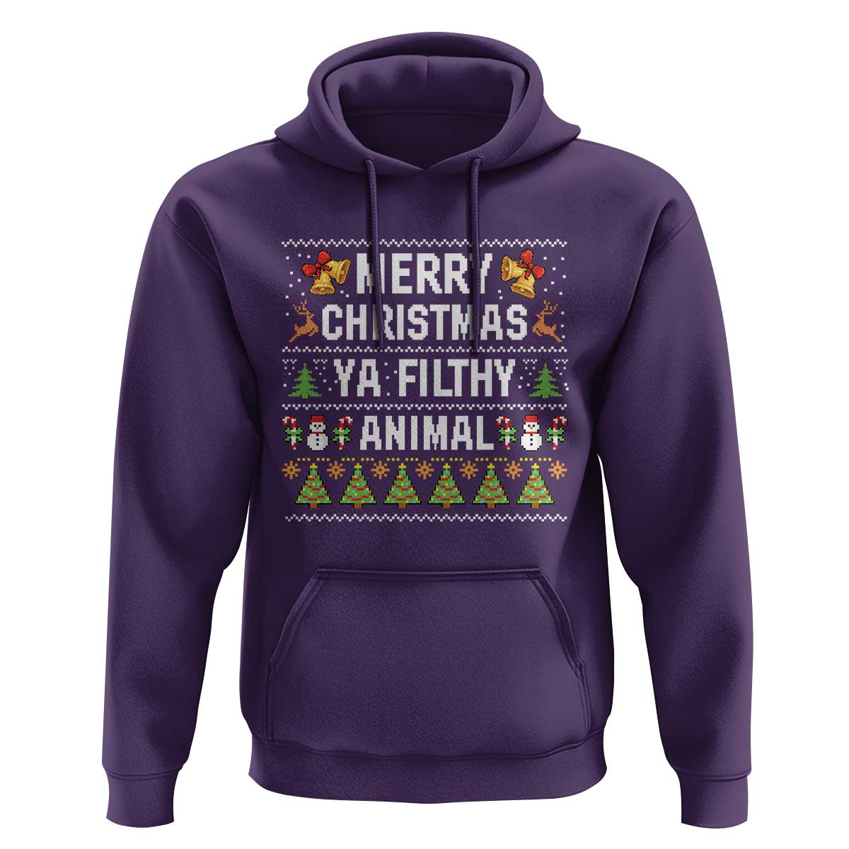 Merry Christmas Ya Filthy Animal Hoodie Ugly Xmas Movie Alone Pajama - Wonder Print Shop