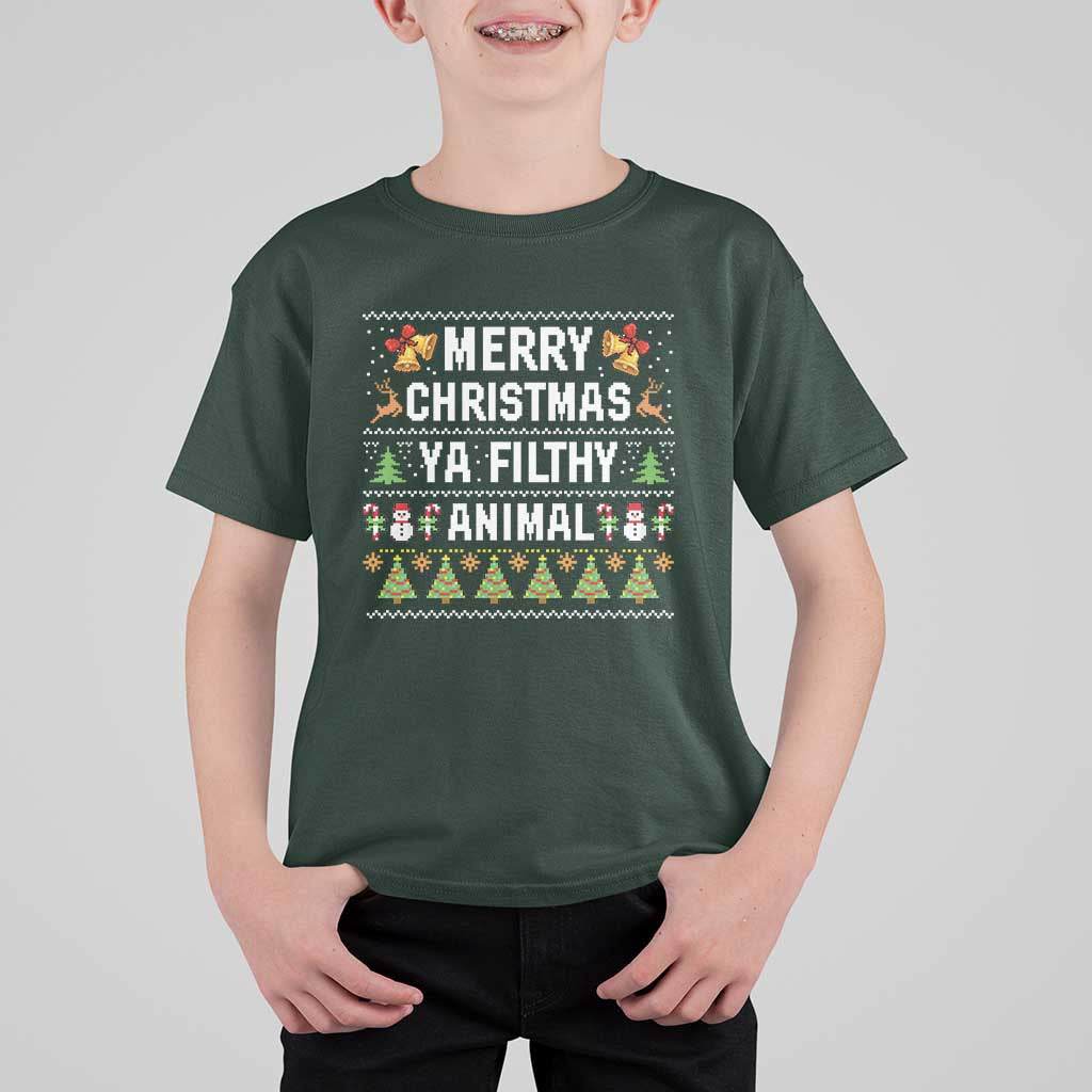Merry Christmas Ya Filthy Animal T Shirt For Kid Ugly Xmas Movie Alone Pajama - Wonder Print Shop