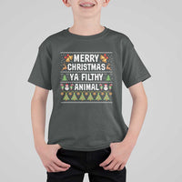 Merry Christmas Ya Filthy Animal T Shirt For Kid Ugly Xmas Movie Alone Pajama - Wonder Print Shop