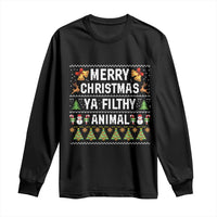 Merry Christmas Ya Filthy Animal Long Sleeve Shirt Ugly Xmas Movie Alone Pajama - Wonder Print Shop