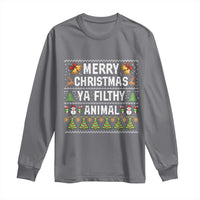 Merry Christmas Ya Filthy Animal Long Sleeve Shirt Ugly Xmas Movie Alone Pajama - Wonder Print Shop
