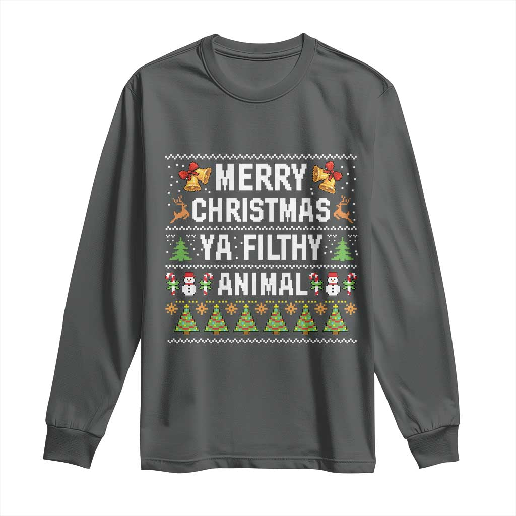 Merry Christmas Ya Filthy Animal Long Sleeve Shirt Ugly Xmas Movie Alone Pajama - Wonder Print Shop