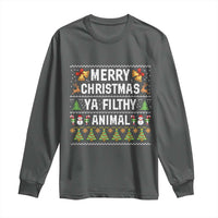 Merry Christmas Ya Filthy Animal Long Sleeve Shirt Ugly Xmas Movie Alone Pajama - Wonder Print Shop