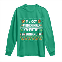 Merry Christmas Ya Filthy Animal Long Sleeve Shirt Ugly Xmas Movie Alone Pajama - Wonder Print Shop