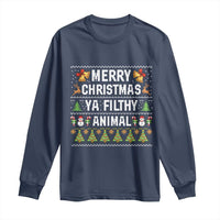 Merry Christmas Ya Filthy Animal Long Sleeve Shirt Ugly Xmas Movie Alone Pajama - Wonder Print Shop