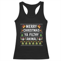 Merry Christmas Ya Filthy Animal Racerback Tank Top Ugly Xmas Movie Alone Pajama - Wonder Print Shop