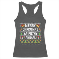 Merry Christmas Ya Filthy Animal Racerback Tank Top Ugly Xmas Movie Alone Pajama - Wonder Print Shop