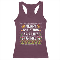 Merry Christmas Ya Filthy Animal Racerback Tank Top Ugly Xmas Movie Alone Pajama - Wonder Print Shop