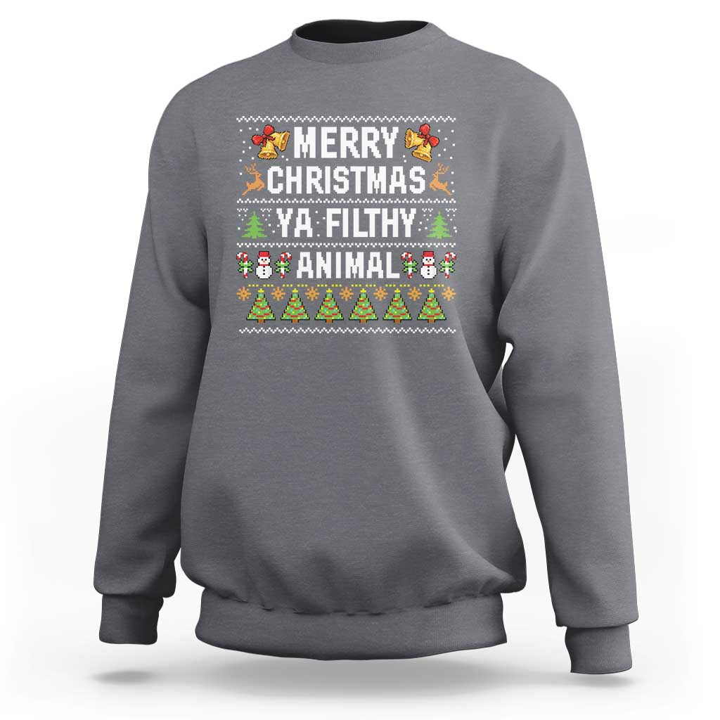 Merry Christmas Ya Filthy Animal Sweatshirt Ugly Xmas Movie Alone Pajama - Wonder Print Shop