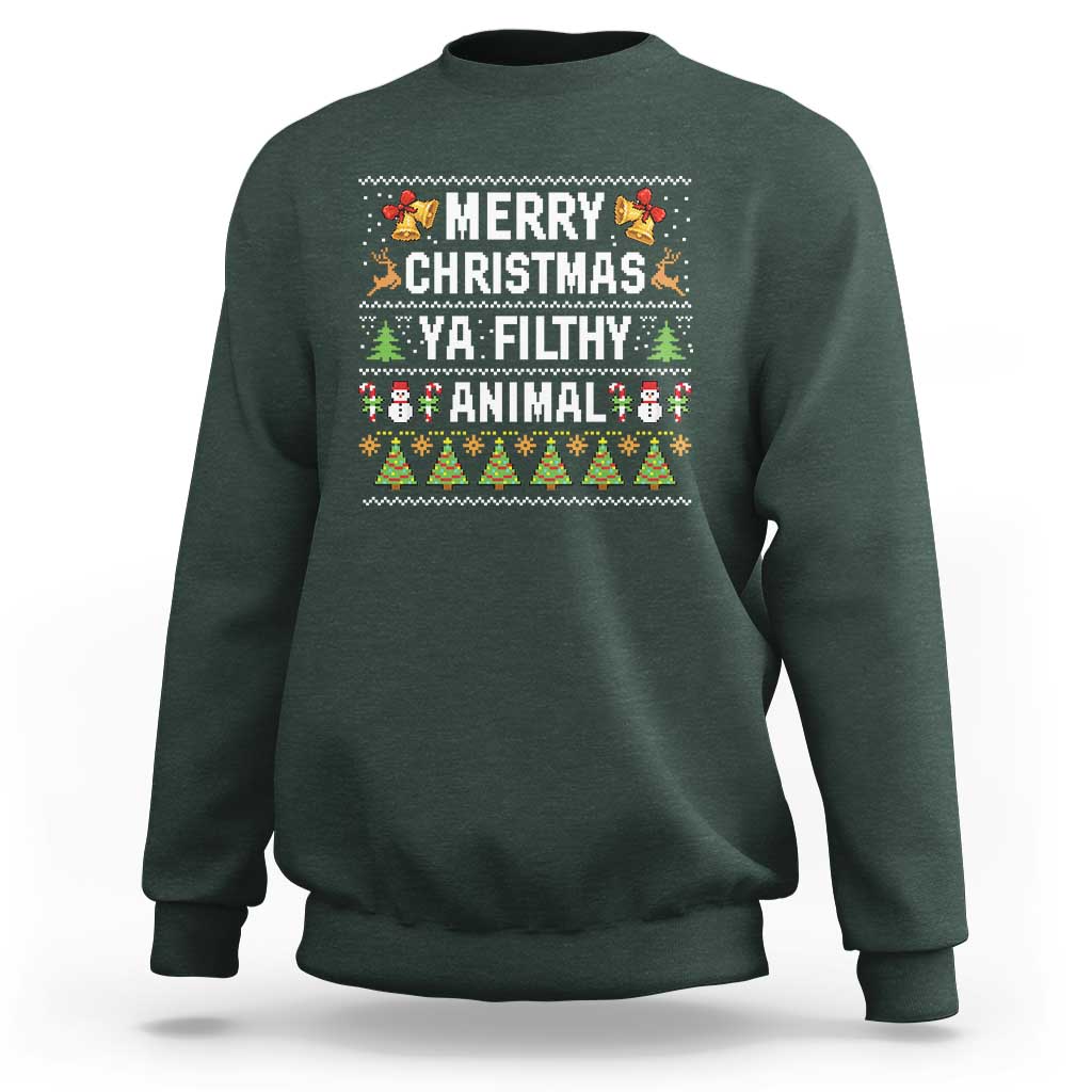 Merry Christmas Ya Filthy Animal Sweatshirt Ugly Xmas Movie Alone Pajama - Wonder Print Shop