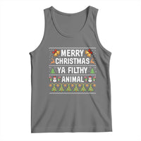 Merry Christmas Ya Filthy Animal Tank Top Ugly Xmas Movie Alone Pajama - Wonder Print Shop