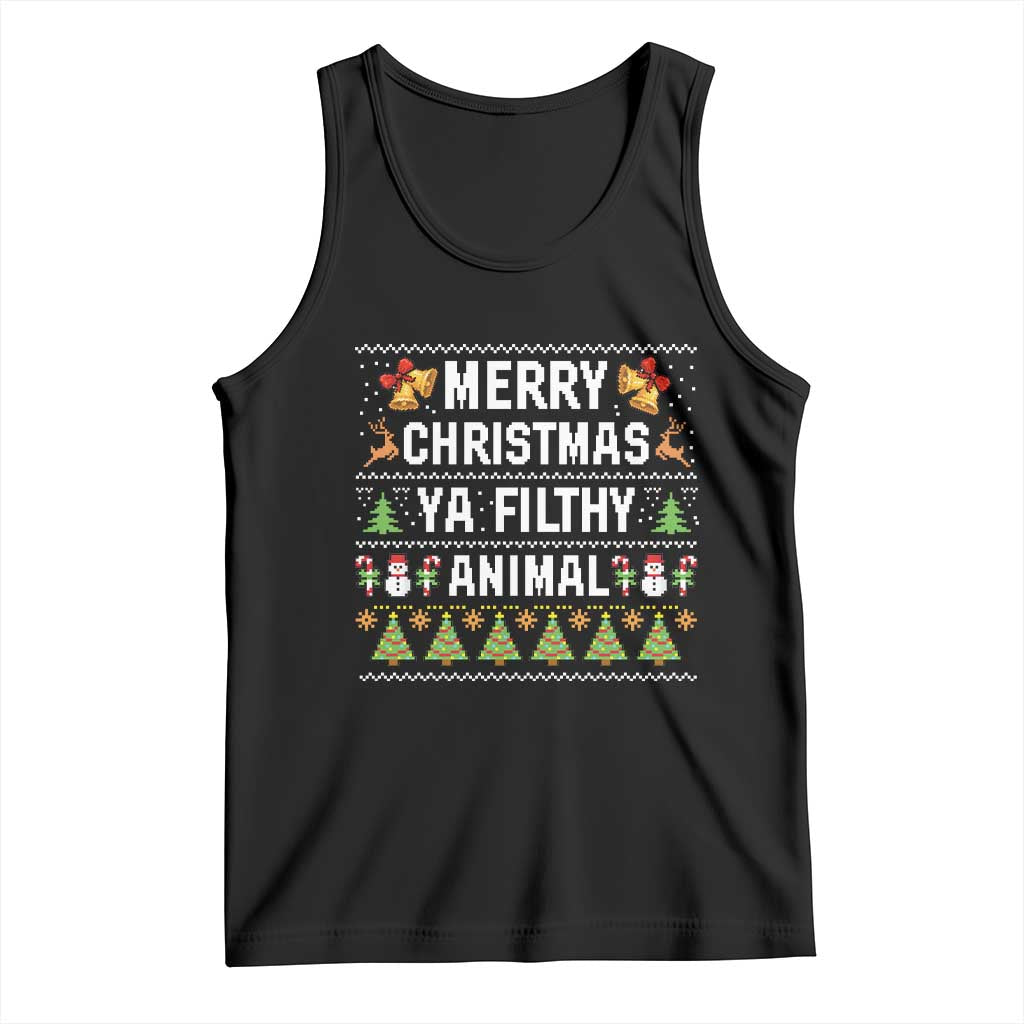 Merry Christmas Ya Filthy Animal Tank Top Ugly Xmas Movie Alone Pajama - Wonder Print Shop