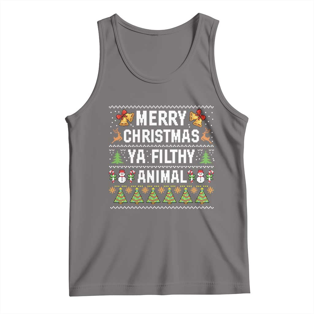 Merry Christmas Ya Filthy Animal Tank Top Ugly Xmas Movie Alone Pajama - Wonder Print Shop