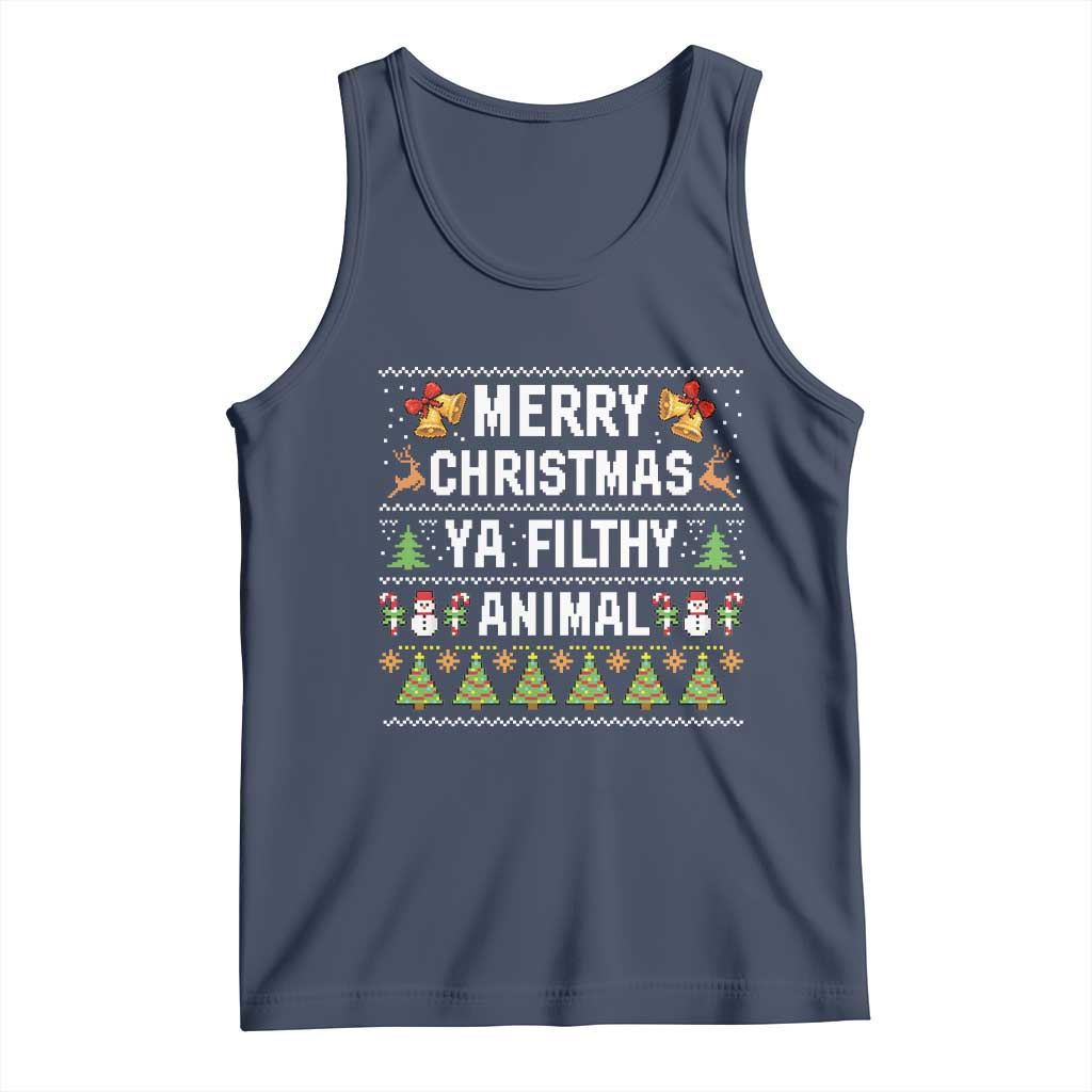 Merry Christmas Ya Filthy Animal Tank Top Ugly Xmas Movie Alone Pajama - Wonder Print Shop