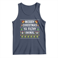 Merry Christmas Ya Filthy Animal Tank Top Ugly Xmas Movie Alone Pajama - Wonder Print Shop