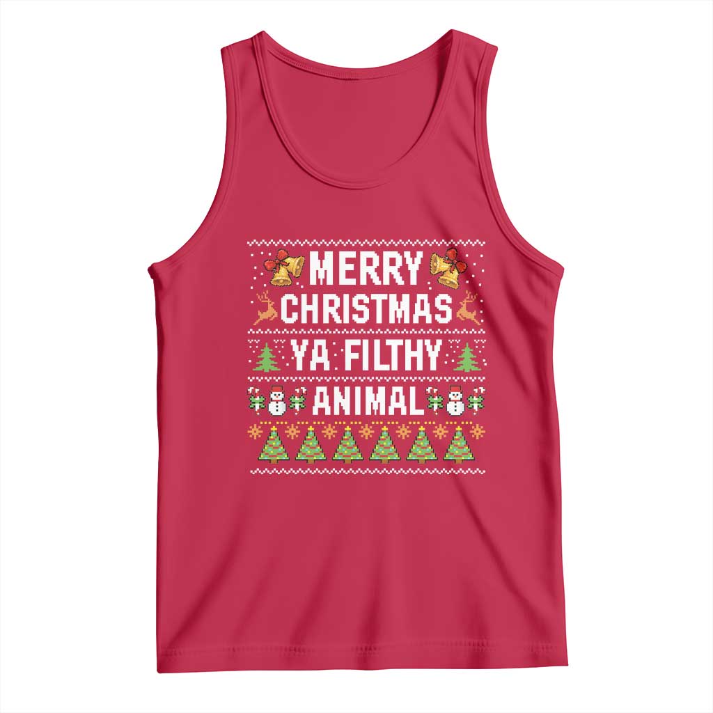 Merry Christmas Ya Filthy Animal Tank Top Ugly Xmas Movie Alone Pajama - Wonder Print Shop