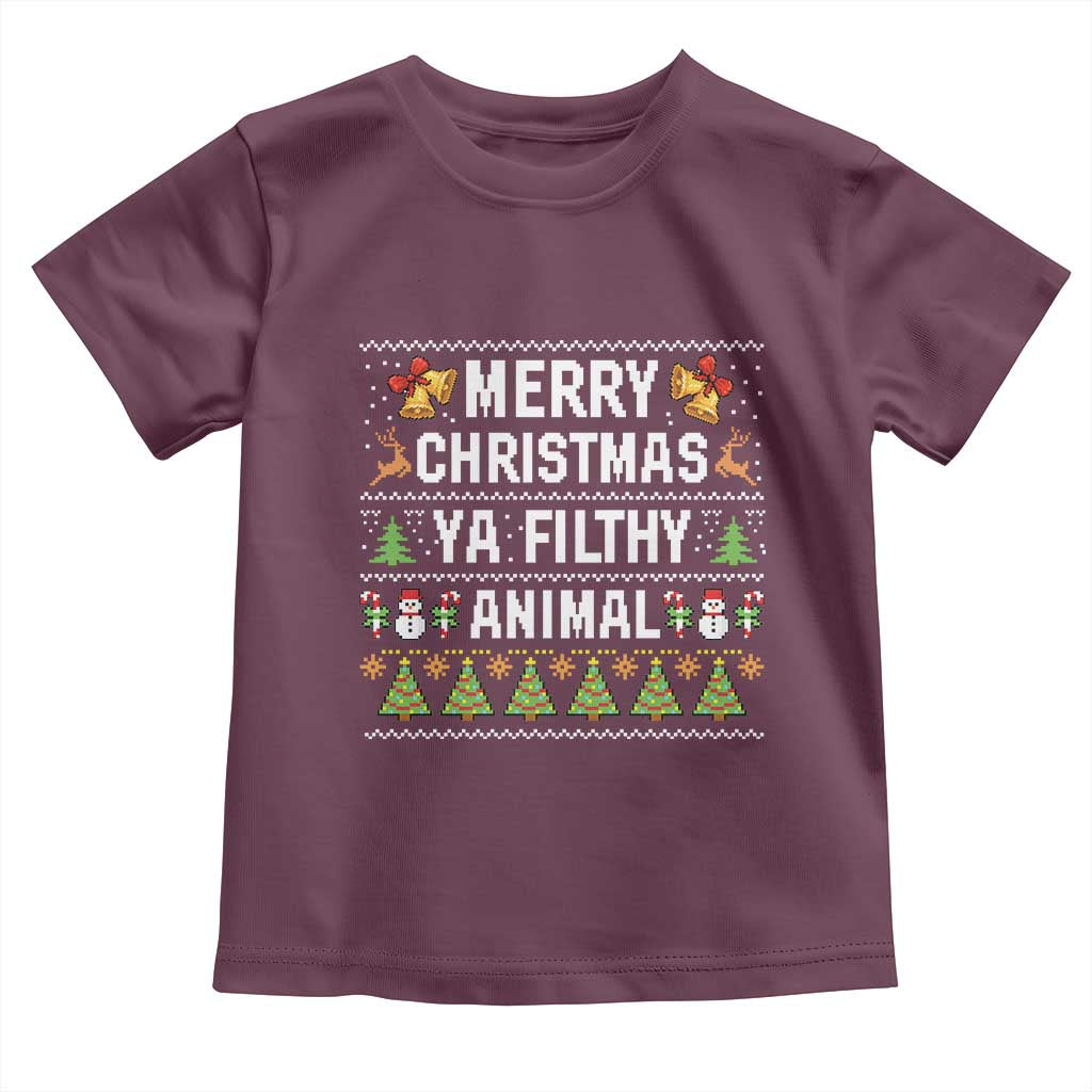 Merry Christmas Ya Filthy Animal Toddler T Shirt Ugly Xmas Movie Alone Pajama - Wonder Print Shop