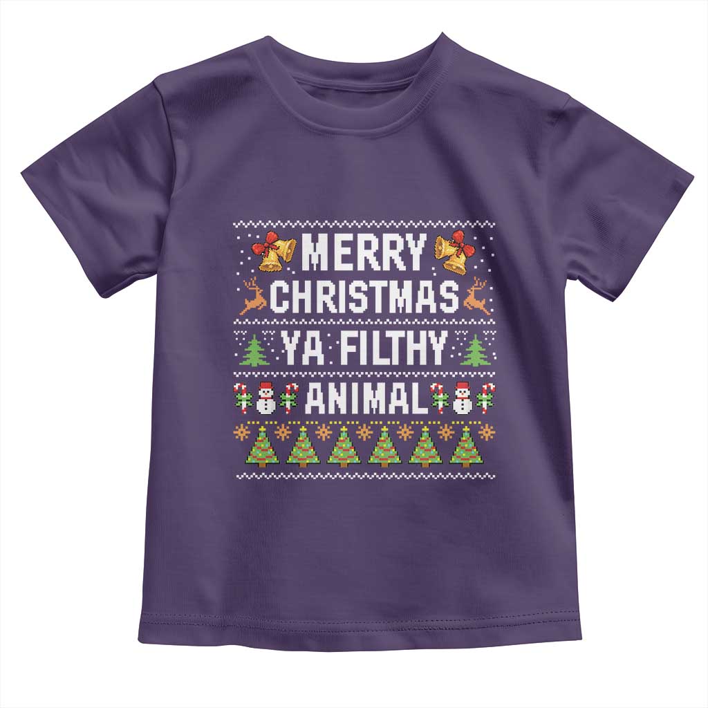 Merry Christmas Ya Filthy Animal Toddler T Shirt Ugly Xmas Movie Alone Pajama - Wonder Print Shop