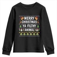 Merry Christmas Ya Filthy Animal Youth Sweatshirt Ugly Xmas Movie Alone Pajama - Wonder Print Shop