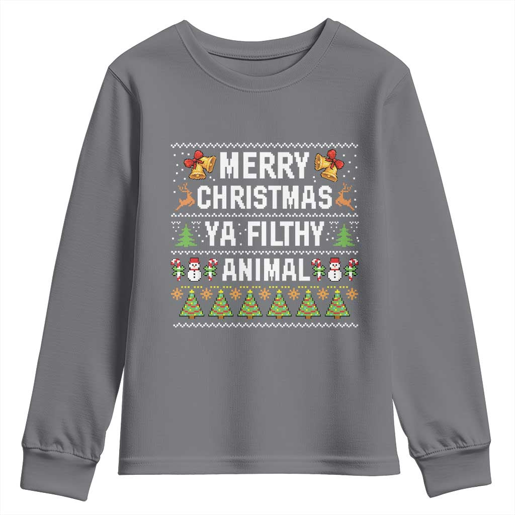 Merry Christmas Ya Filthy Animal Youth Sweatshirt Ugly Xmas Movie Alone Pajama - Wonder Print Shop