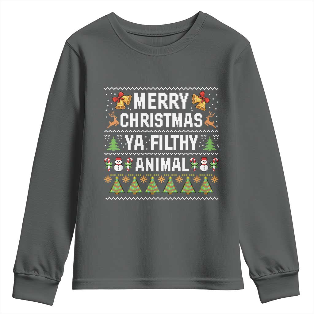 Merry Christmas Ya Filthy Animal Youth Sweatshirt Ugly Xmas Movie Alone Pajama - Wonder Print Shop