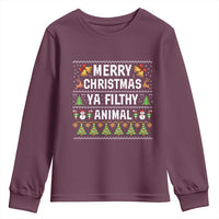 Merry Christmas Ya Filthy Animal Youth Sweatshirt Ugly Xmas Movie Alone Pajama - Wonder Print Shop
