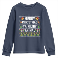 Merry Christmas Ya Filthy Animal Youth Sweatshirt Ugly Xmas Movie Alone Pajama - Wonder Print Shop