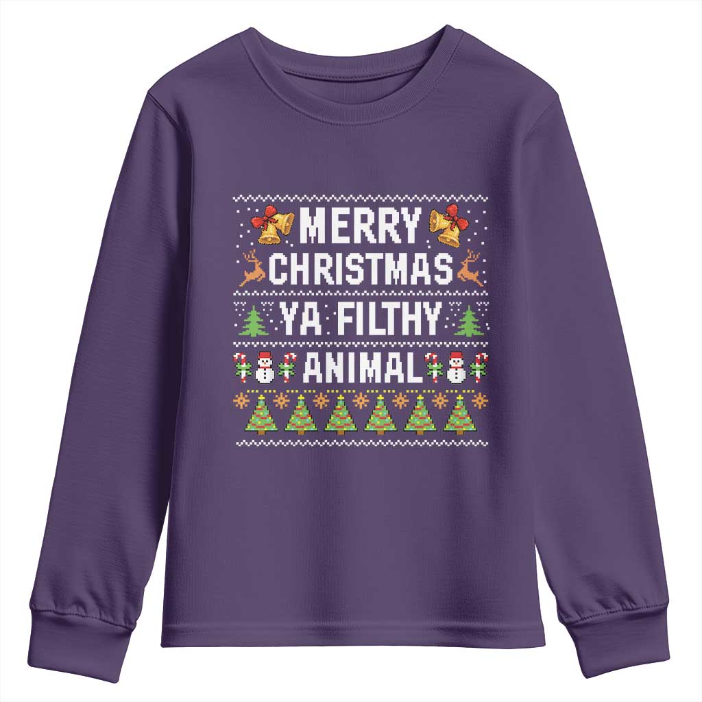 Merry Christmas Ya Filthy Animal Youth Sweatshirt Ugly Xmas Movie Alone Pajama - Wonder Print Shop