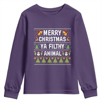 Merry Christmas Ya Filthy Animal Youth Sweatshirt Ugly Xmas Movie Alone Pajama - Wonder Print Shop
