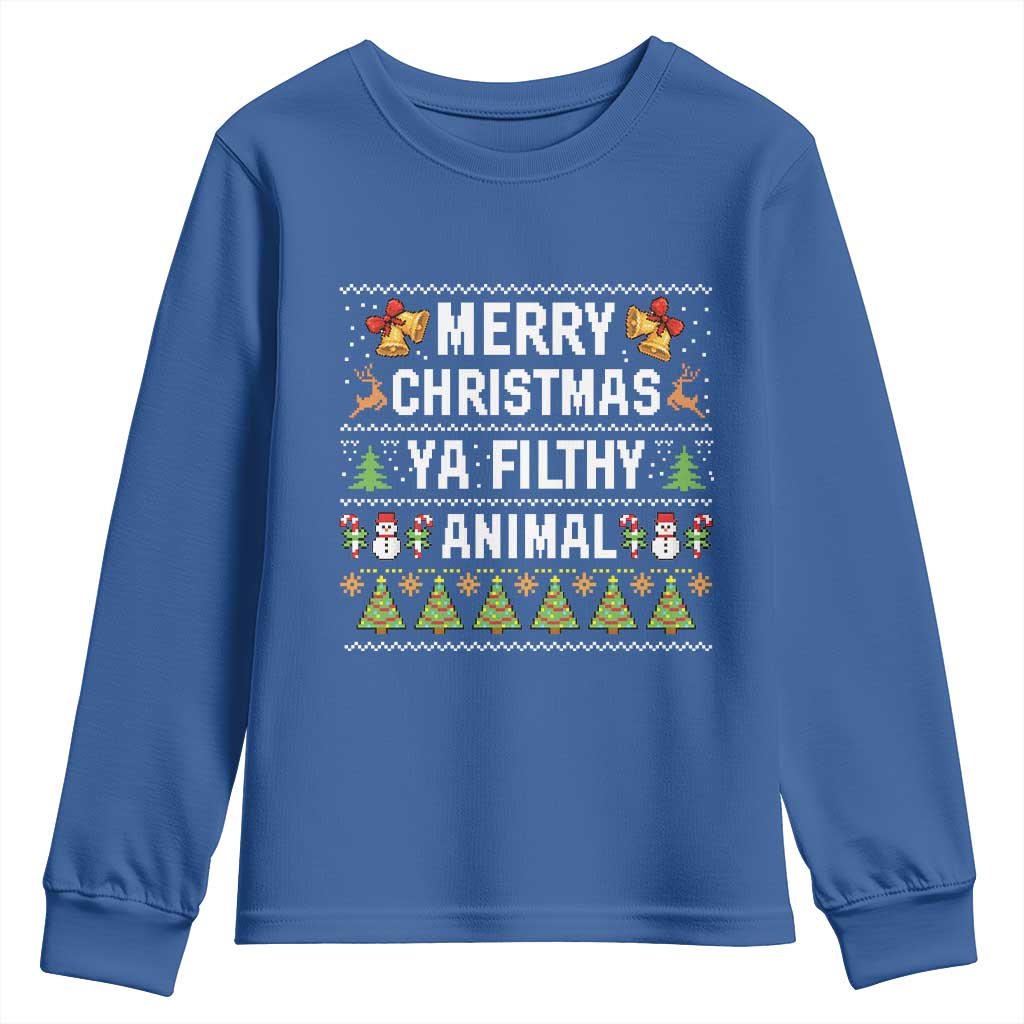 Merry Christmas Ya Filthy Animal Youth Sweatshirt Ugly Xmas Movie Alone Pajama - Wonder Print Shop