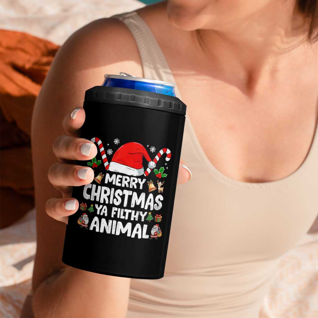 Merry Christmas Ya Filthy Animal 4 in 1 Can Cooler Tumbler Funny Home Xmas Alone Movie Pajama - Wonder Print Shop
