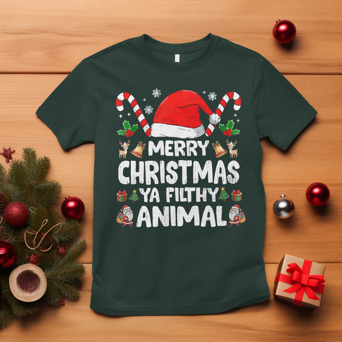 Merry Christmas Ya Filthy Animal T Shirt Funny Home Xmas Alone Movie Pajama - Wonder Print Shop