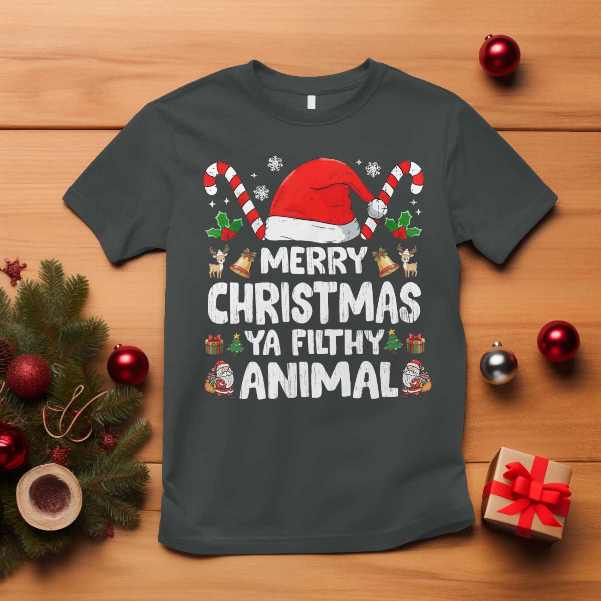 Merry Christmas Ya Filthy Animal T Shirt Funny Home Xmas Alone Movie Pajama - Wonder Print Shop