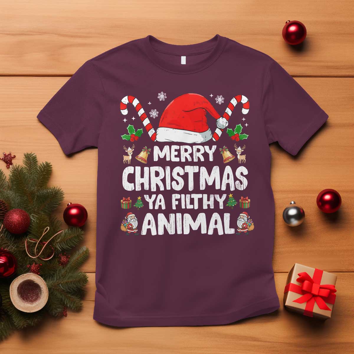 Merry Christmas Ya Filthy Animal T Shirt Funny Home Xmas Alone Movie Pajama - Wonder Print Shop