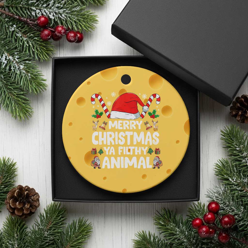 Merry Christmas Ya Filthy Animal Ceramic Ornament Funny Home Xmas Alone Movie Pajama - Wonder Print Shop