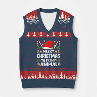 Merry Xmas Ya Filthy Animal V-Neck Knit Sweater Vest Funny Home Xmas Alone Movie Pajama - Wonder Print Shop