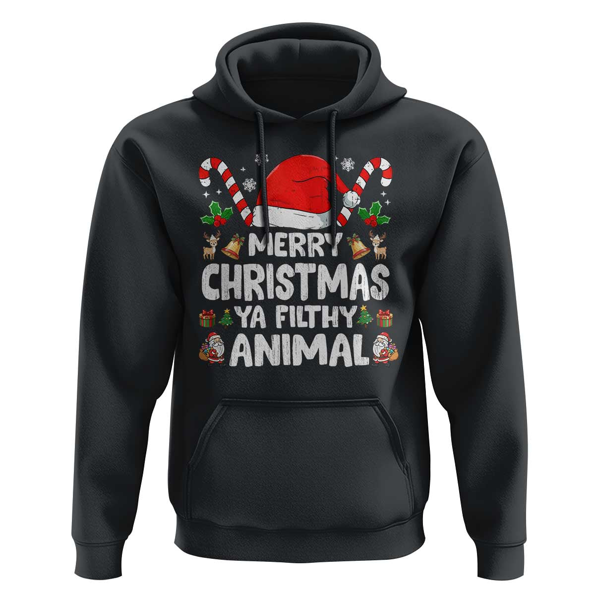 Merry Christmas Ya Filthy Animal Hoodie Funny Home Xmas Alone Movie Pajama - Wonder Print Shop