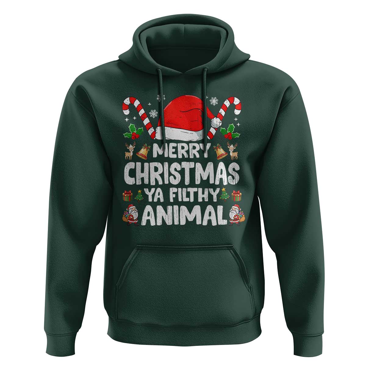 Merry Christmas Ya Filthy Animal Hoodie Funny Home Xmas Alone Movie Pajama - Wonder Print Shop