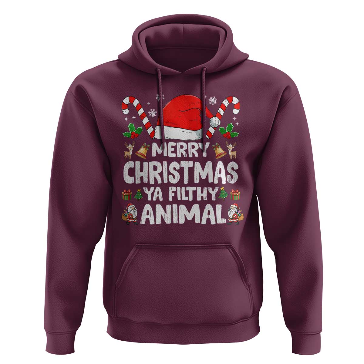 Merry Christmas Ya Filthy Animal Hoodie Funny Home Xmas Alone Movie Pajama - Wonder Print Shop
