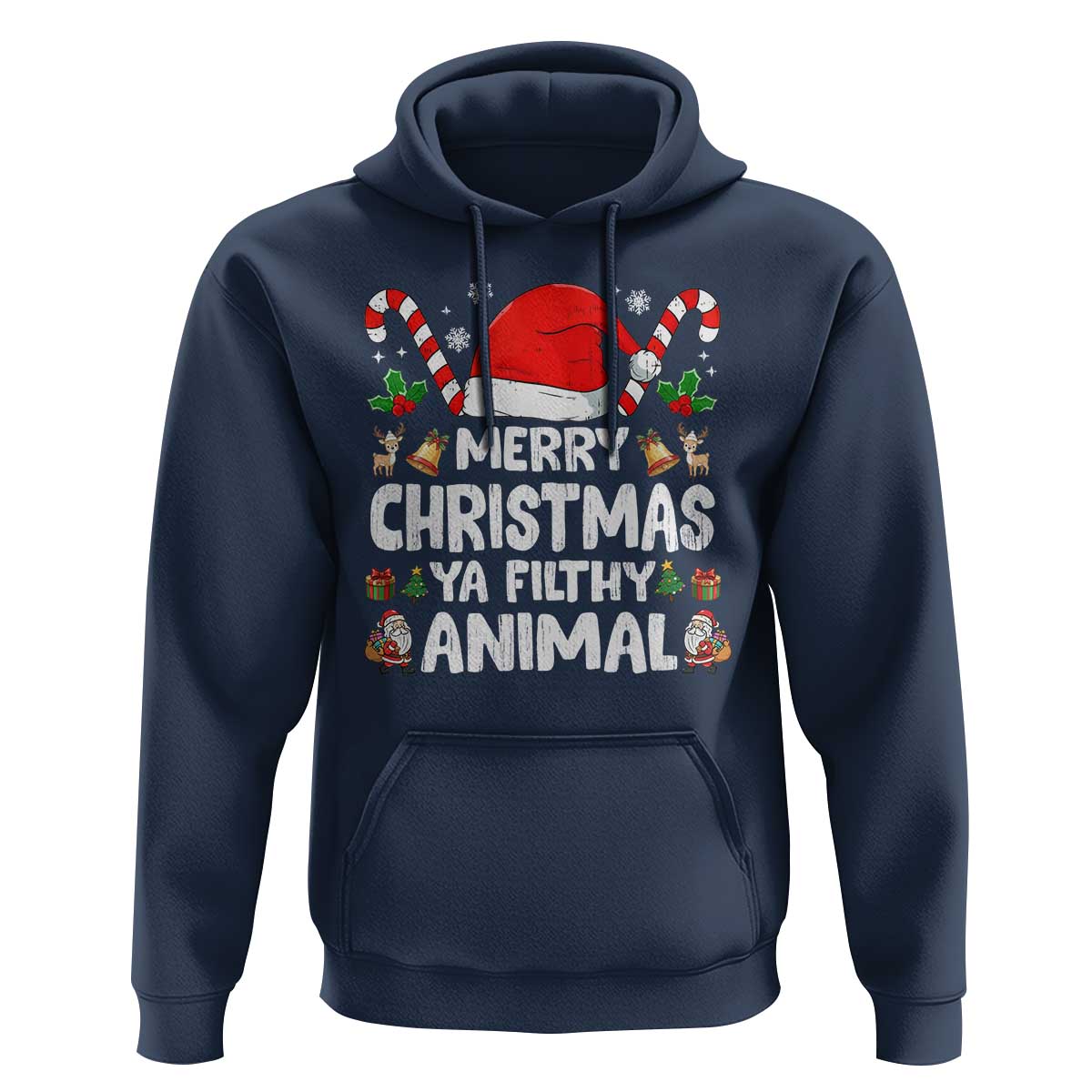 Merry Christmas Ya Filthy Animal Hoodie Funny Home Xmas Alone Movie Pajama - Wonder Print Shop