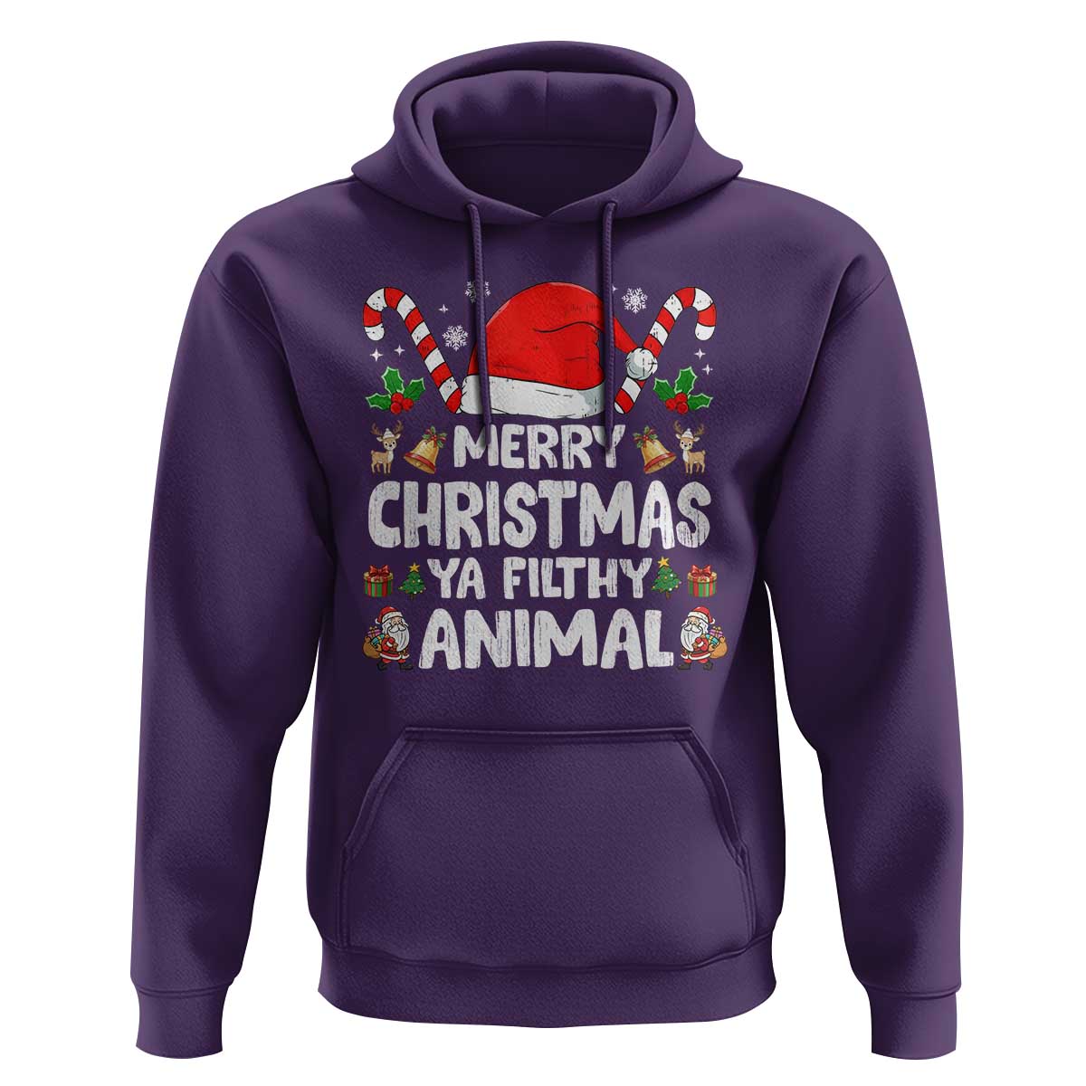Merry Christmas Ya Filthy Animal Hoodie Funny Home Xmas Alone Movie Pajama - Wonder Print Shop
