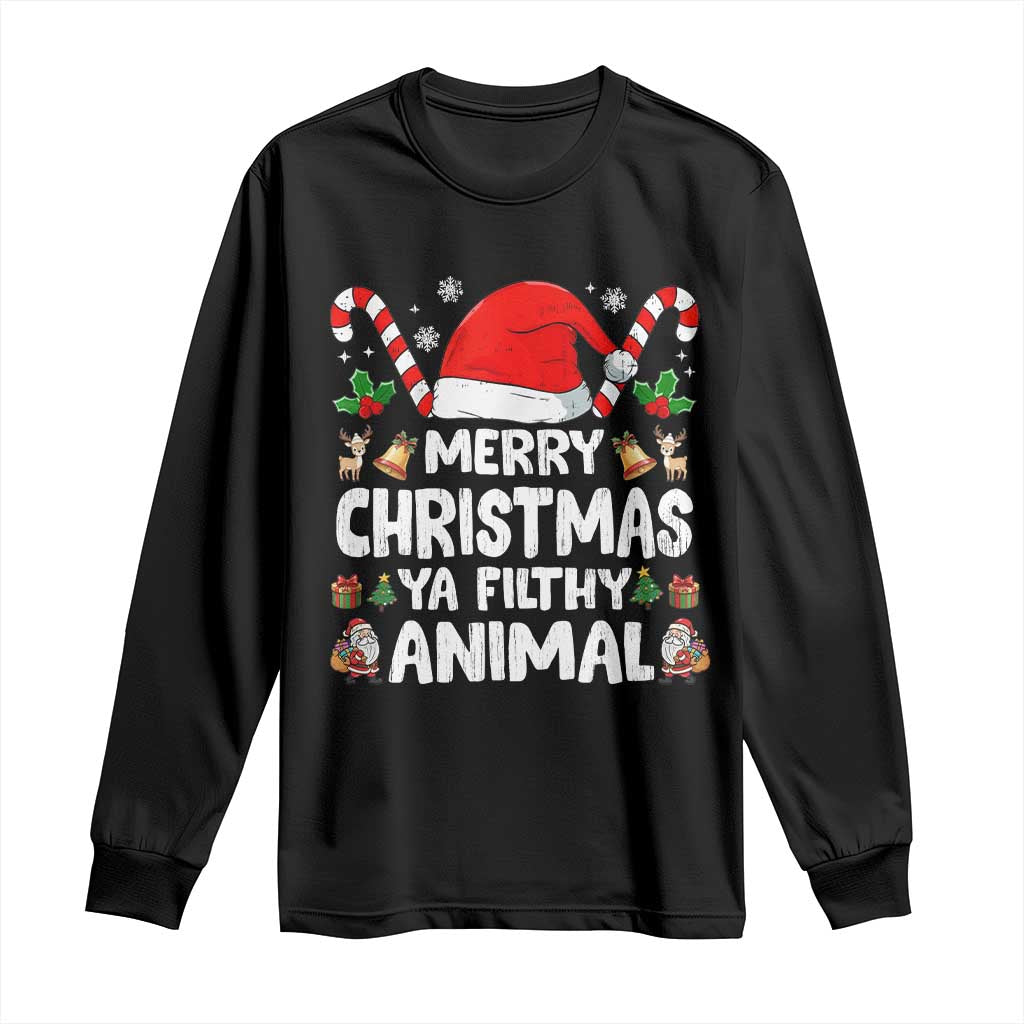 Merry Christmas Ya Filthy Animal Long Sleeve Shirt Funny Home Xmas Alone Movie Pajama - Wonder Print Shop