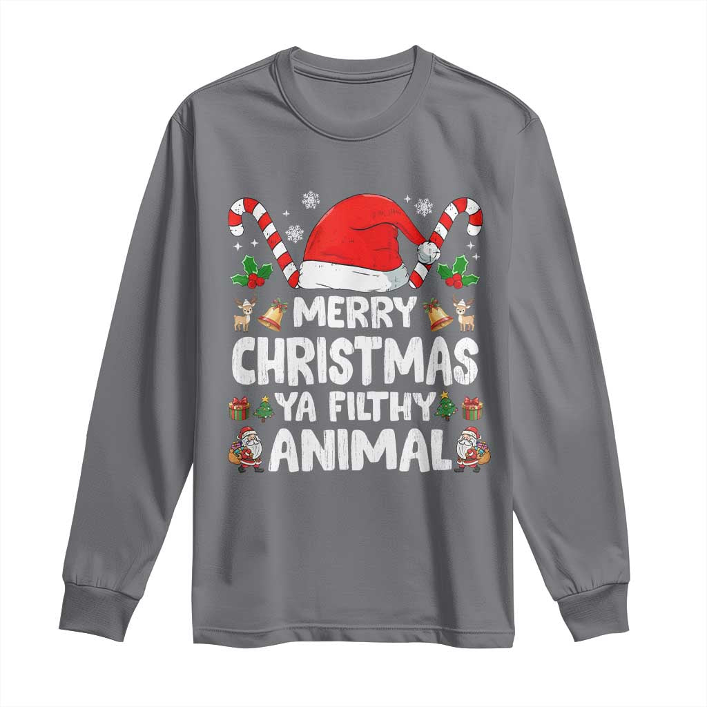 Merry Christmas Ya Filthy Animal Long Sleeve Shirt Funny Home Xmas Alone Movie Pajama - Wonder Print Shop