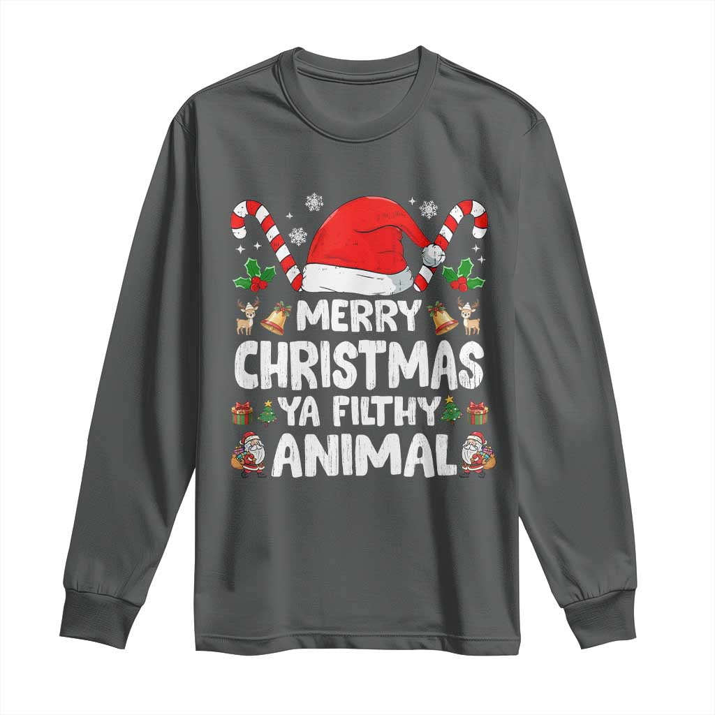 Merry Christmas Ya Filthy Animal Long Sleeve Shirt Funny Home Xmas Alone Movie Pajama - Wonder Print Shop